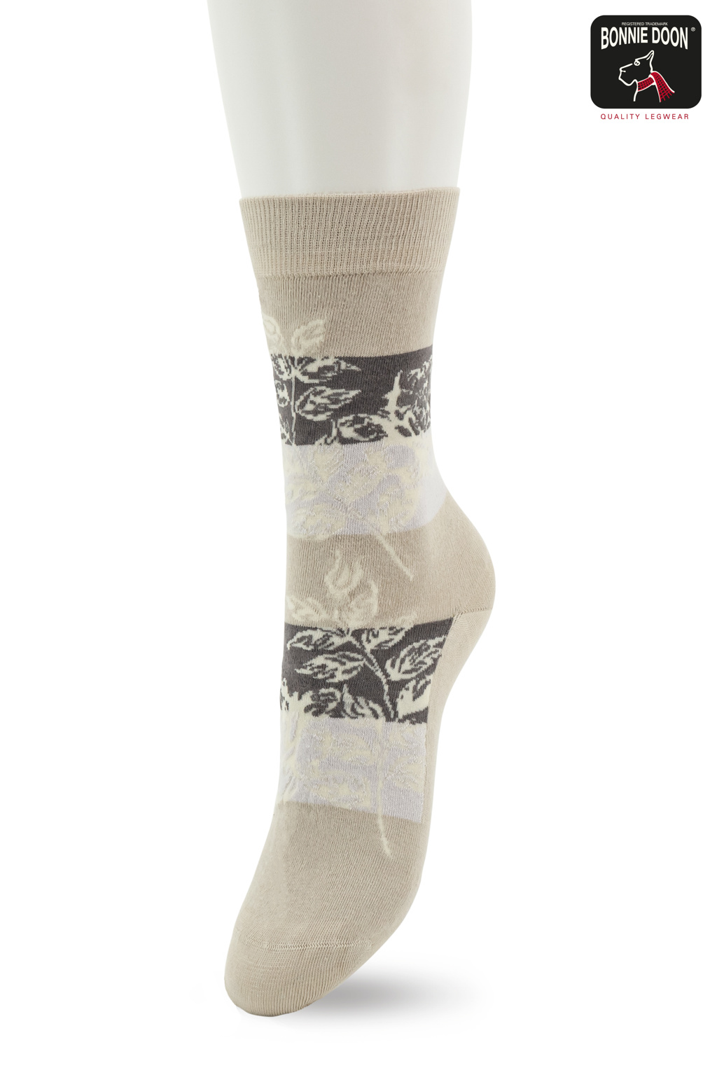 Flower and Stripes sock Silver grey