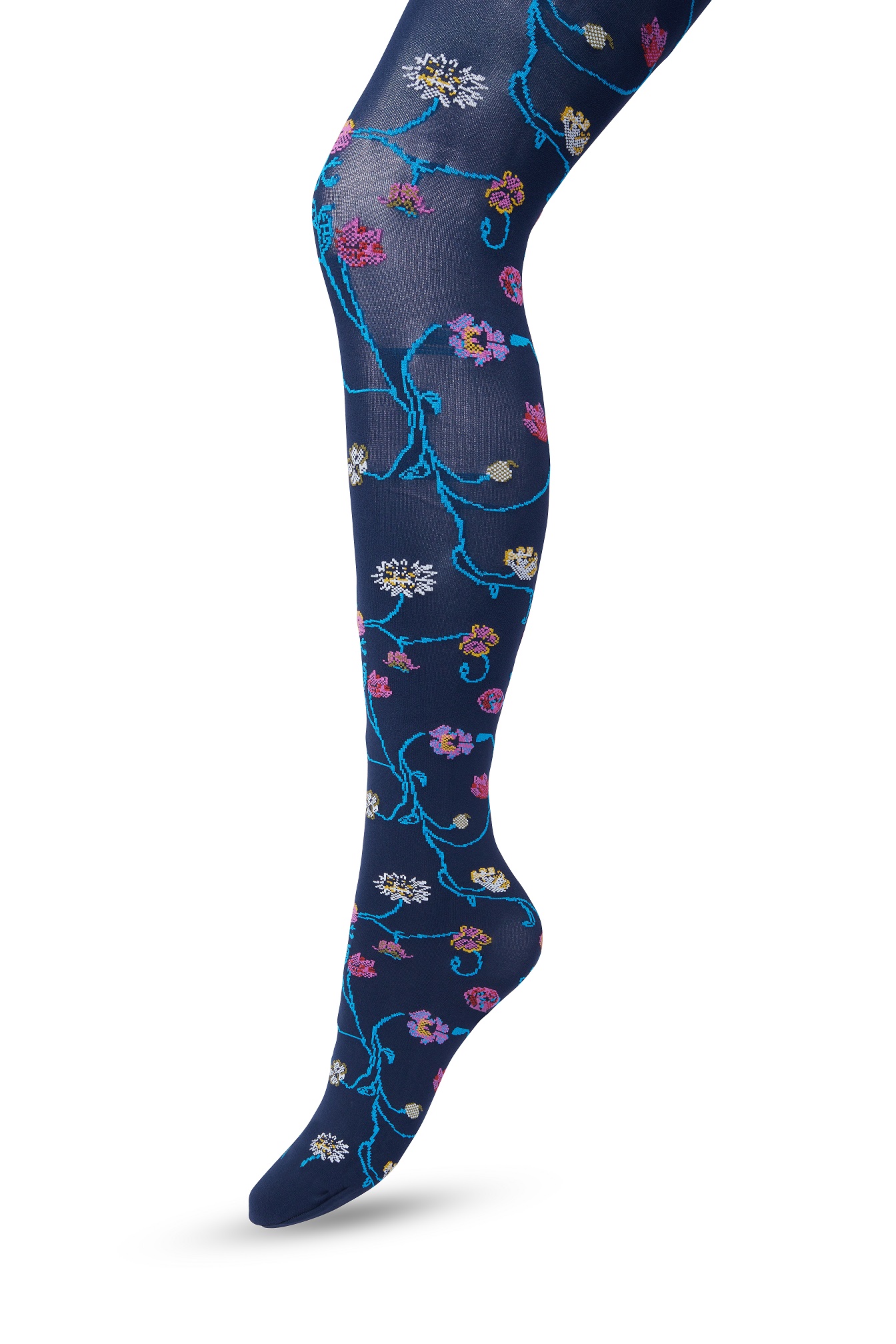 Floral Tights Dark blue