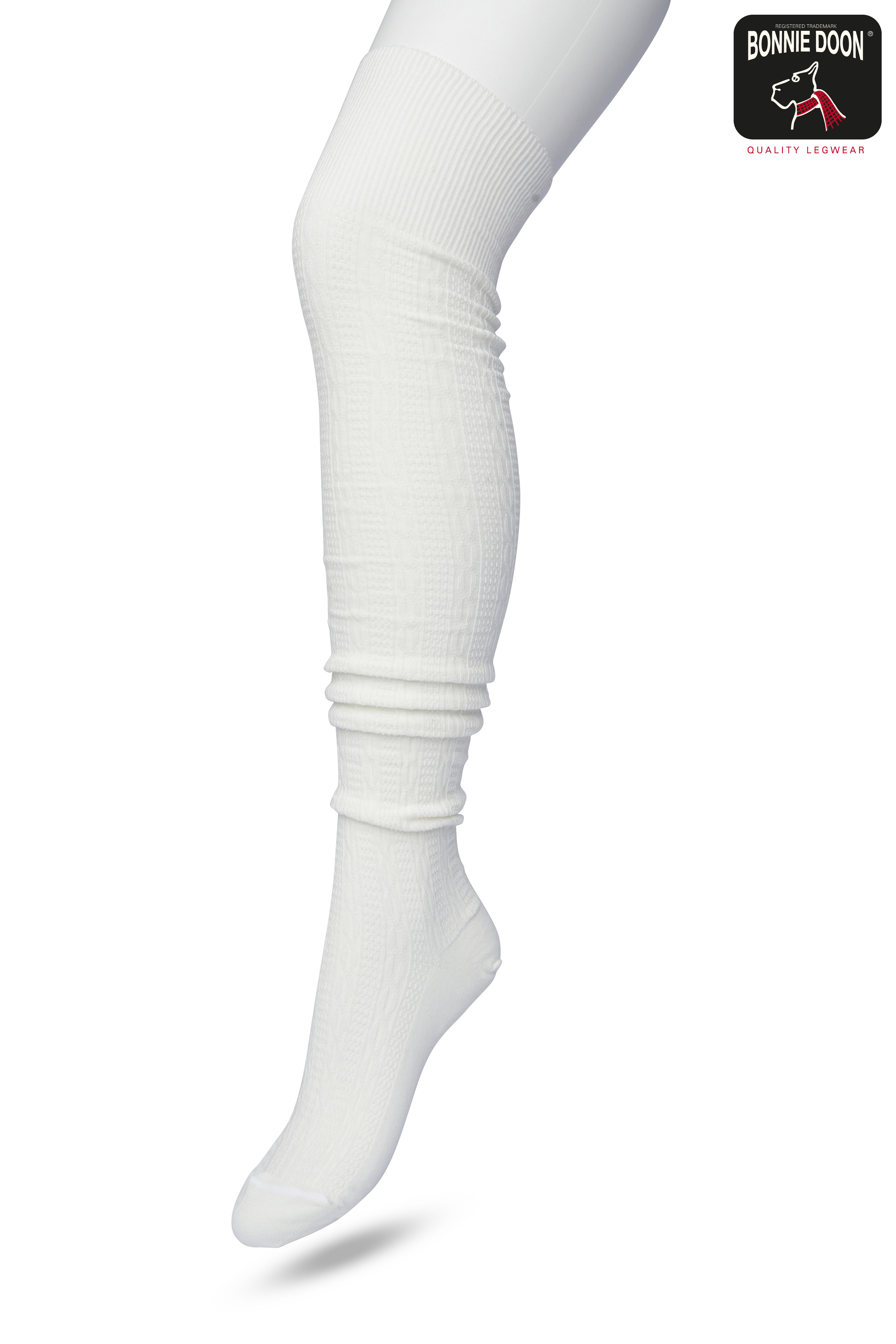 Classic Cable Over Knee Sock Off white