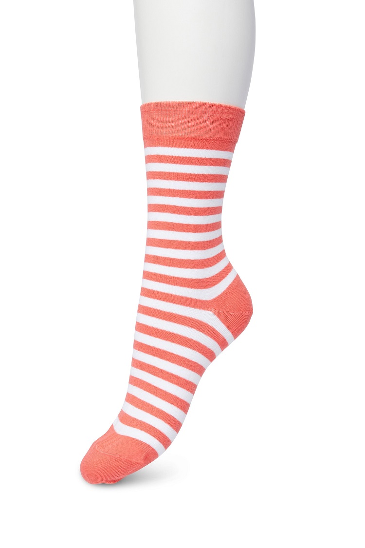 Basic Stripe Sock Coral