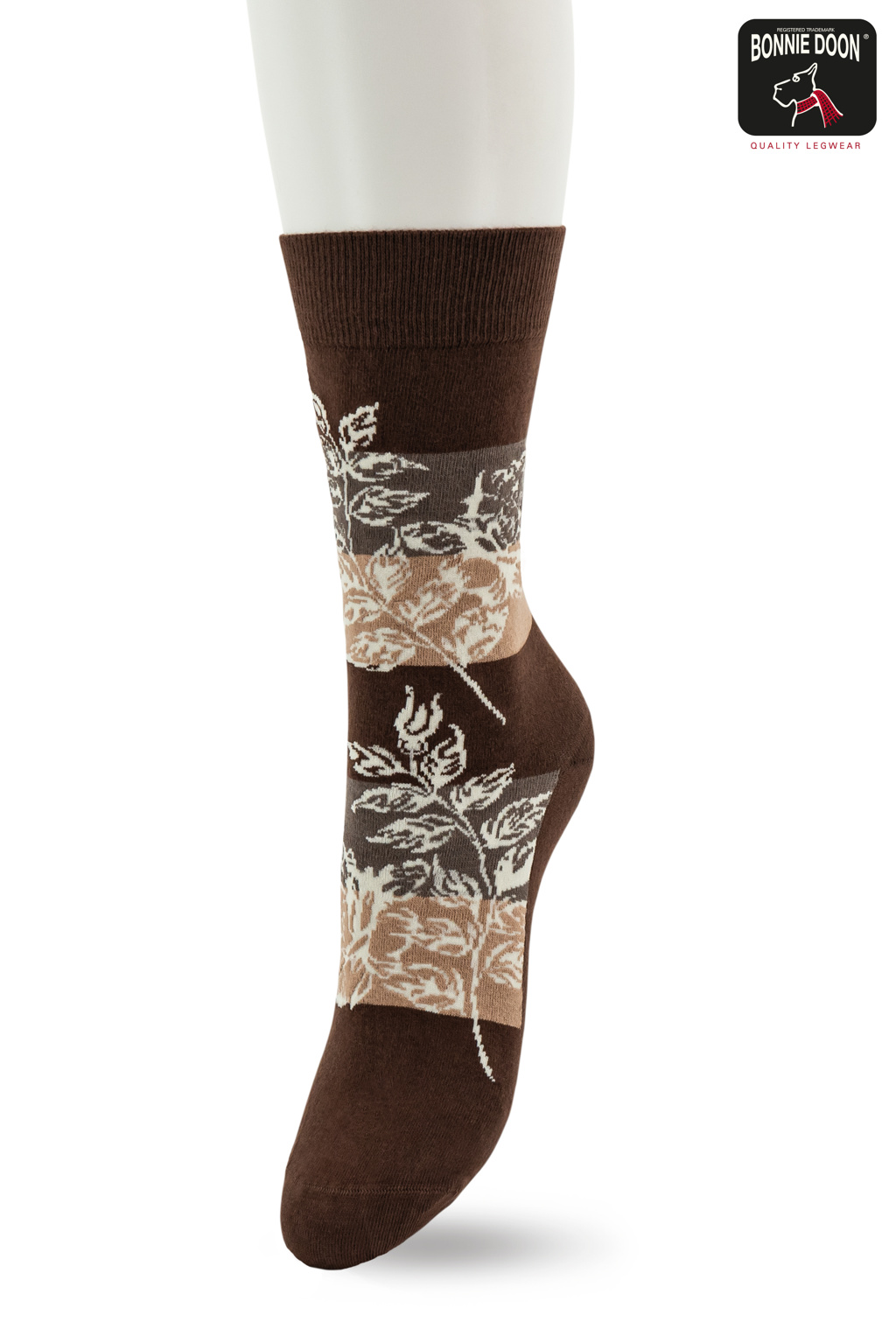 Flower and Stripes sock Capuchino